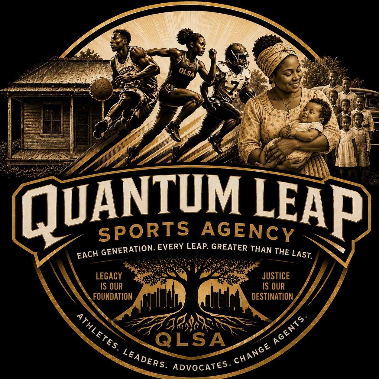 Quantum Leap Sports Agency — Each generation. Every leap. Greater than the last. Legacy is our foundation. Justice is our destination. Athletes. Leaders. Advocates. Change Agents.